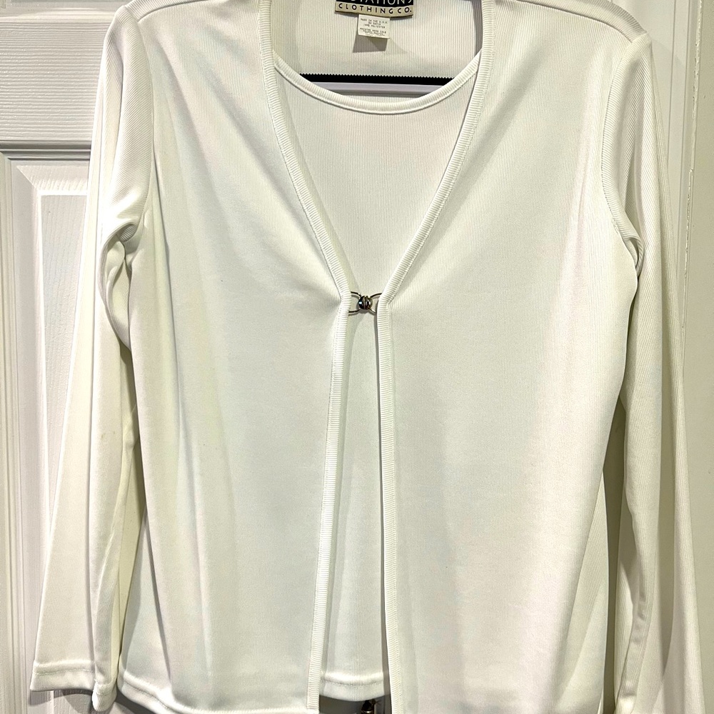 Notations Cardigan sweater with attached shirt